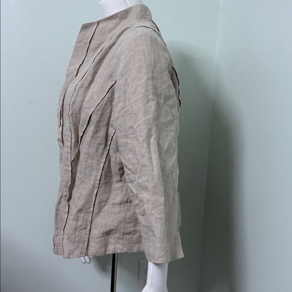 Eileen Fisher Natural Linen Blend Pleated Minimalist Blazer size 14 - Picture 4 of 9